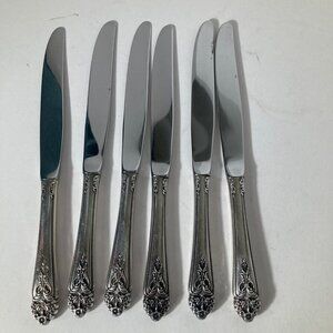 6- International Stainless Floral Pattern Butter‎ Knives 9"